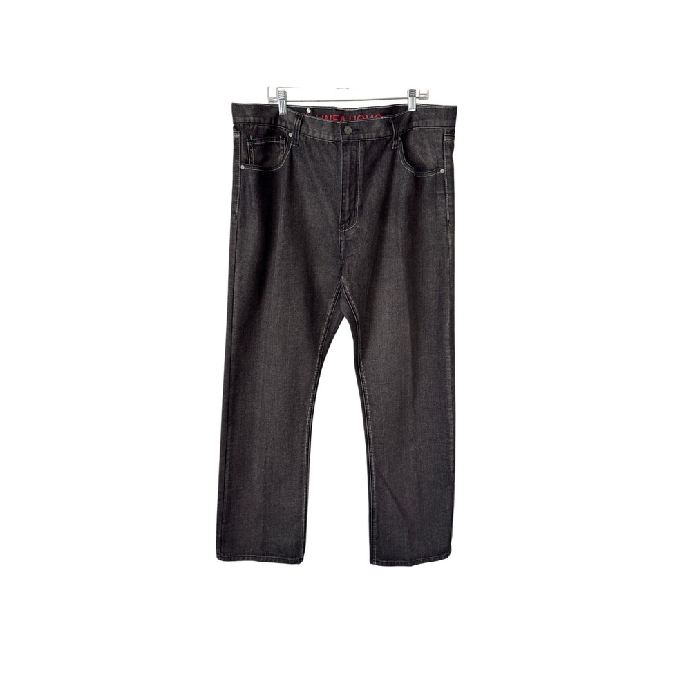 Linea Uomo Jeans Relaxed Straight Fit Y2K Black Faded Denim Mens 40x33 NWOT